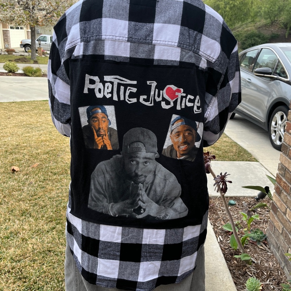 Poetic Justice Flannel Shirt upcycled unisex size XL X- Large